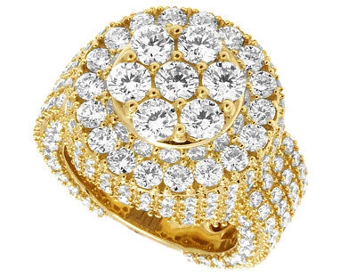 Pre-owned Jewelry Unlimited Mens 3d Eternity Round Cluster Real Diamond Iced Pinky Ring 14k Yellow Gold 8ct