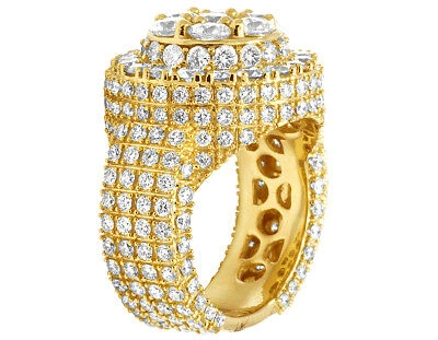 Pre-owned Jewelry Unlimited Mens 3d Eternity Round Cluster Real Diamond Iced Pinky Ring 14k Yellow Gold 8ct