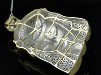 Pre-owned Jewelry Unlimited Mens 10k Yellow Gold Real 2.5 Inch Diamond Jesus Face Piece Pendant Charm 3.65ct In H-i