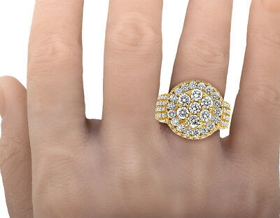 Pre-owned Jewelry Unlimited Mens 3d Eternity Round Cluster Real Diamond Iced Pinky Ring 14k Yellow Gold 8ct