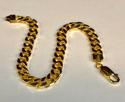 Pre-owned R C I 14k Solid Yellow Gold Miami Cuban Curb Link Mens Chain/bracelet 8" 23 Grams 7mm In No Stone