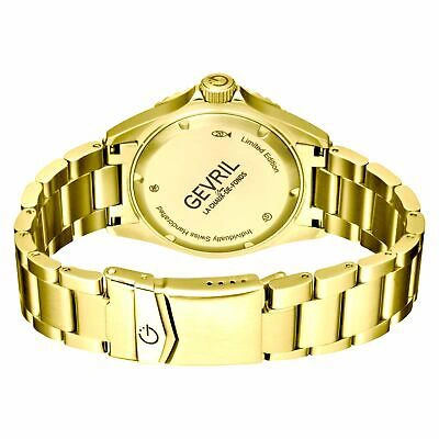 Pre-owned Gevril Men's 4854a Wall Street Sellita Swiss Automatic Blue Ceramic Bezel Watch
