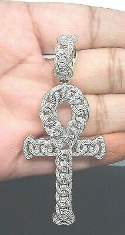 Pre-owned G&d Real 10k Gold Diamond Cross Ankh Charm Pendant 1 Ct Genuine Diamond Yellow Gold In H-i