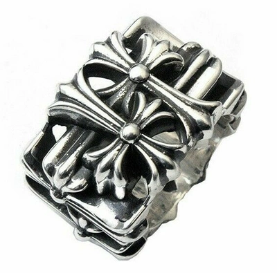 Pre-owned Chrome Hearts Authentic [] Cemetery Square / Floral Cross Heart Ring (choose One)
