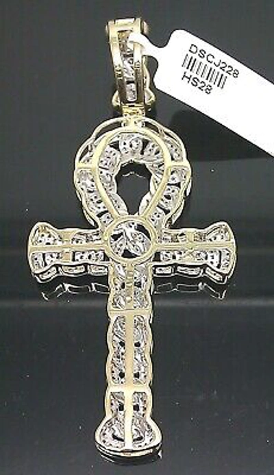 Pre-owned G&d Real 10k Gold Diamond Cross Ankh Charm Pendant 1 Ct Genuine Diamond Yellow Gold In H-i