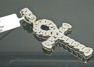 Pre-owned G&d Real 10k Gold Diamond Cross Ankh Charm Pendant 1 Ct Genuine Diamond Yellow Gold In H-i
