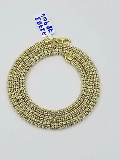Pre-owned Globalwatches10 10k Gold Jesus Cross Charm 26" Iced Chain Bead Necklace Diamond Cut Nugget Real In Yellow