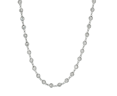 Pre-owned Morris &amp; David 3.05 Carat Diamond By The Yard Necklace Si 14k White Gold 18 Inches