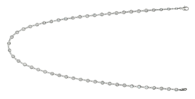 Pre-owned Morris &amp; David 3.05 Carat Diamond By The Yard Necklace Si 14k White Gold 18 Inches