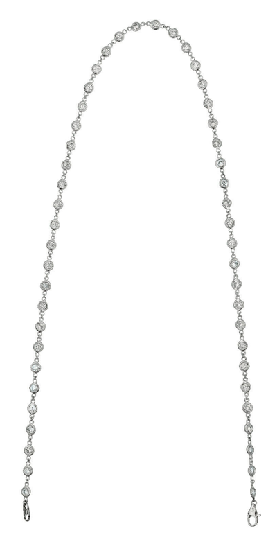 Pre-owned Morris &amp; David 3.05 Carat Diamond By The Yard Necklace Si 14k White Gold 18 Inches