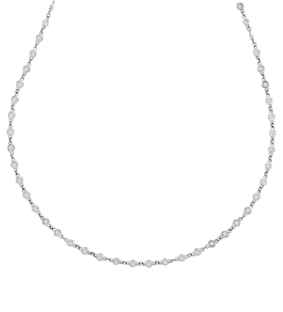 Pre-owned Morris &amp; David 3.05 Carat Diamond By The Yard Necklace Si 14k White Gold 18 Inches