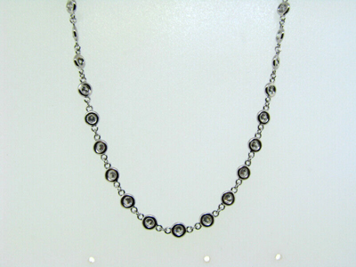 Pre-owned Morris &amp; David 3.05 Carat Diamond By The Yard Necklace Si 14k White Gold 18 Inches