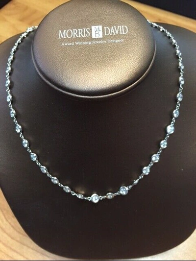 Pre-owned Morris &amp; David 3.05 Carat Diamond By The Yard Necklace Si 14k White Gold 18 Inches