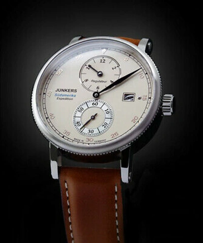 Pre-owned Junkers Expedition South America Swiss Regulateur Auto Watch Beige Dial 6512-1