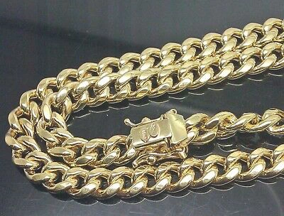 Pre-owned Globalwatches10 10k Yellow Gold Miami Cuban Necklace Chain Box Clasp 28" 8mm