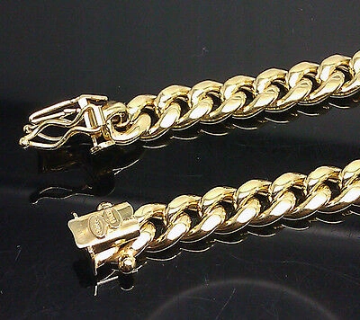 Pre-owned Globalwatches10 10k Yellow Gold Miami Cuban Necklace Chain Box Clasp 28" 8mm