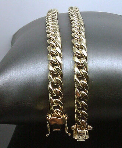 Pre-owned Globalwatches10 10k Yellow Gold Miami Cuban Necklace Chain Box Clasp 28" 8mm
