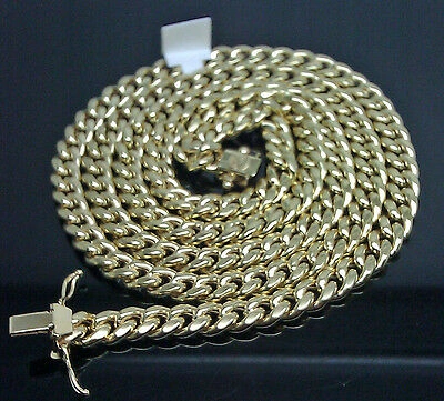 Pre-owned Globalwatches10 10k Yellow Gold Miami Cuban Necklace Chain Box Clasp 28" 8mm