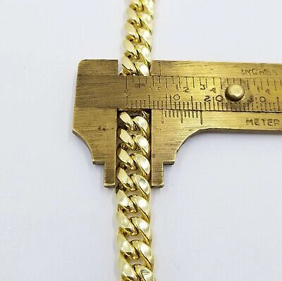 Pre-owned Globalwatches10 10k Yellow Gold Miami Cuban Thick Chain Necklace Strong Box Lock 8mm 22" Men's