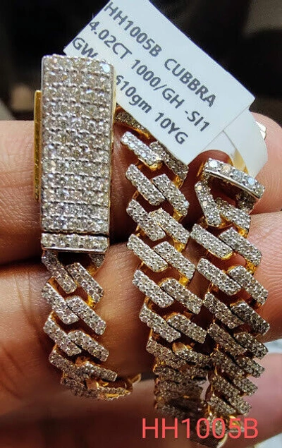 Pre-owned Jewels Queen 15.51ct /si2 Diamond 77gms Gold Necklace Bracelet Mens 8mm Cuban Link Hh1005b