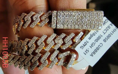Pre-owned Jewels Queen 15.51ct /si2 Diamond 77gms Gold Necklace Bracelet Mens 8mm Cuban Link Hh1005b