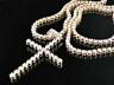 Pre-owned Jewelry Unlimited Mens 1 Row Rose Pink Gold Diamond Tennis Chain With Matching Diamond Cross 15 Ct