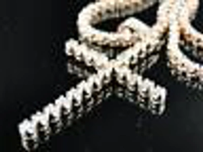 Pre-owned Jewelry Unlimited Mens 1 Row Rose Pink Gold Diamond Tennis Chain With Matching Diamond Cross 15 Ct