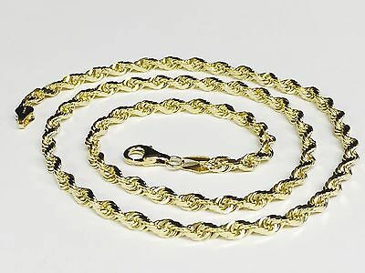 Pre-owned Tex 10k Yellow Gold 22" Solid Diamond Cut Rope Chain Necklace 5 Mm 25 Grams (035rr) In No Stone