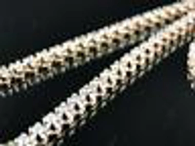 Pre-owned Jewelry Unlimited Mens 1 Row Rose Pink Gold Diamond Tennis Chain With Matching Diamond Cross 15 Ct