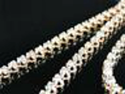 Pre-owned Jewelry Unlimited Mens 1 Row Rose Pink Gold Diamond Tennis Chain With Matching Diamond Cross 15 Ct