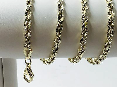 Pre-owned Tex 10k Yellow Gold 22" Solid Diamond Cut Rope Chain Necklace 5 Mm 25 Grams (035rr) In No Stone