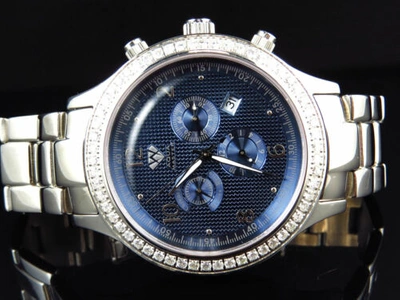 Pre-owned Aqua Master Mens  Jojino Joe Rodeo Blue Chrono 45 Mm Diamond Watch W141 2.45 Ct