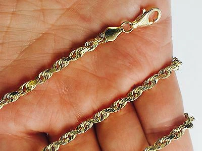 Pre-owned Tex 10k Yellow Gold 22" Solid Diamond Cut Rope Chain Necklace 5 Mm 25 Grams (035rr) In No Stone