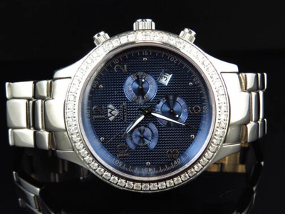 Pre-owned Aqua Master Mens  Jojino Joe Rodeo Blue Chrono 45 Mm Diamond Watch W141 2.45 Ct