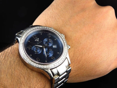 Pre-owned Aqua Master Mens  Jojino Joe Rodeo Blue Chrono 45 Mm Diamond Watch W141 2.45 Ct