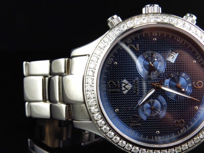 Pre-owned Aqua Master Mens  Jojino Joe Rodeo Blue Chrono 45 Mm Diamond Watch W141 2.45 Ct