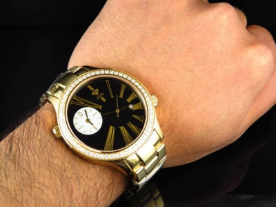 Pre-owned Aqua Master Mens  Jojino Joe Rodeo Gold Swiss 45 Mm Diamond Watch W141 2.45 Ct