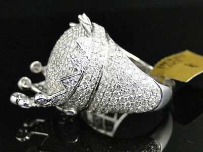 Pre-owned Jewelry Unlimited Mens White Gold Round Cut Xl Crown Diamond Pave Designer Ring 9.80 Ct