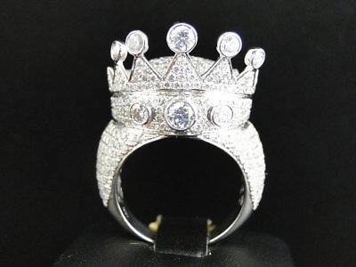 Pre-owned Jewelry Unlimited Mens White Gold Round Cut Xl Crown Diamond Pave Designer Ring 9.80 Ct