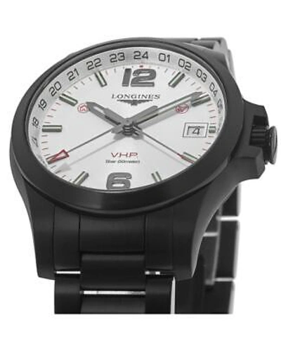 Pre-owned Longines Conquest V.h.p. Gmt Silver Dial Black Men's Watch L3.718.2.76.6