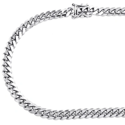 Pre-owned Jfl Diamonds & Timepieces 10k White Gold Solid Miami Cuban Link Chain 5mm Box Clasp Choker Necklace 22"