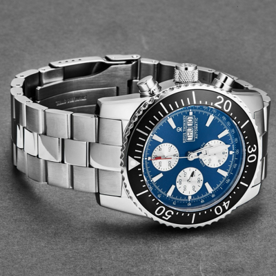Pre-owned Revue Thommen Men's Divers Blue Dial Date Chronograph Automatic Watch 17030.6125