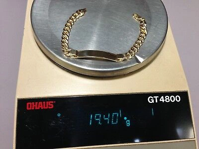 Pre-owned R C I 14k Yellow Gold 8.5" Men's Solid Id Curb Link Chain Bracelet 8 Mm 18 Grams