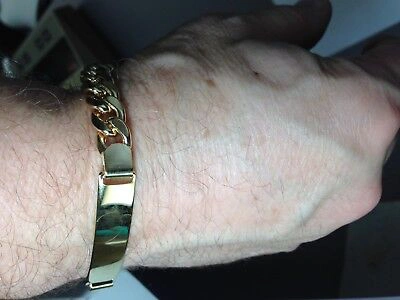 Pre-owned R C I 14k Yellow Gold 8.5" Men's Solid Id Curb Link Chain Bracelet 8 Mm 18 Grams