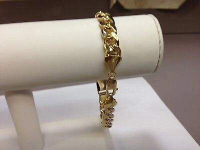 Pre-owned R C I 14k Yellow Gold 8.5" Men's Solid Id Curb Link Chain Bracelet 8 Mm 18 Grams