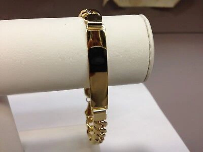 Pre-owned R C I 14k Yellow Gold 8.5" Men's Solid Id Curb Link Chain Bracelet 8 Mm 18 Grams