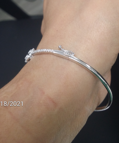 Pre-owned Handmade Deal 1.10ct 100% Natural Baguette Diamond Tennis Bangle Bracelet 18k Gold7.90mm In H
