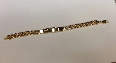 Pre-owned R C I 14k Yellow Gold 8.5" Men's Solid Id Curb Link Chain Bracelet 8 Mm 18 Grams