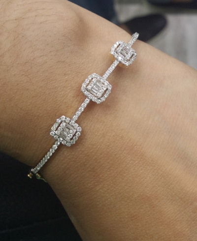Pre-owned Handmade Deal 1.10ct 100% Natural Baguette Diamond Tennis Bangle Bracelet 18k Gold7.90mm In H