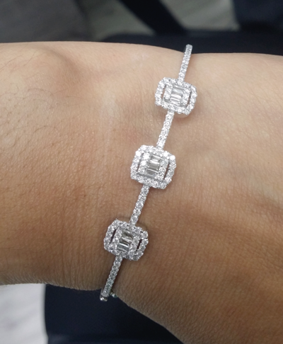 Pre-owned Handmade Deal 1.10ct 100% Natural Baguette Diamond Tennis Bangle Bracelet 18k Gold7.90mm In H